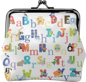 Colourful Animal Alphabet print Coin Purse with Kiss Lock Buckle Small Change Purse Card Holder Coin Pouch for Women