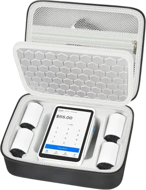 Comecase Case Compatible with Square Terminal Credit Card Reader, Mobile POS Machine Storage Holder for Terminal Charger and Over 5 Receipt Paper Rolls with Large Accessories Mesh Pocket (Bag Only)