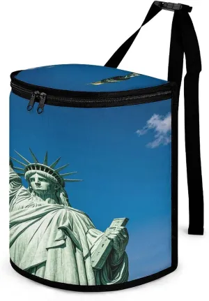 Compact Car Garbage Storage Bag, Statue of Liberty Print Car Trash Container Reinforced Handle – Fits Console & Seat Pockets