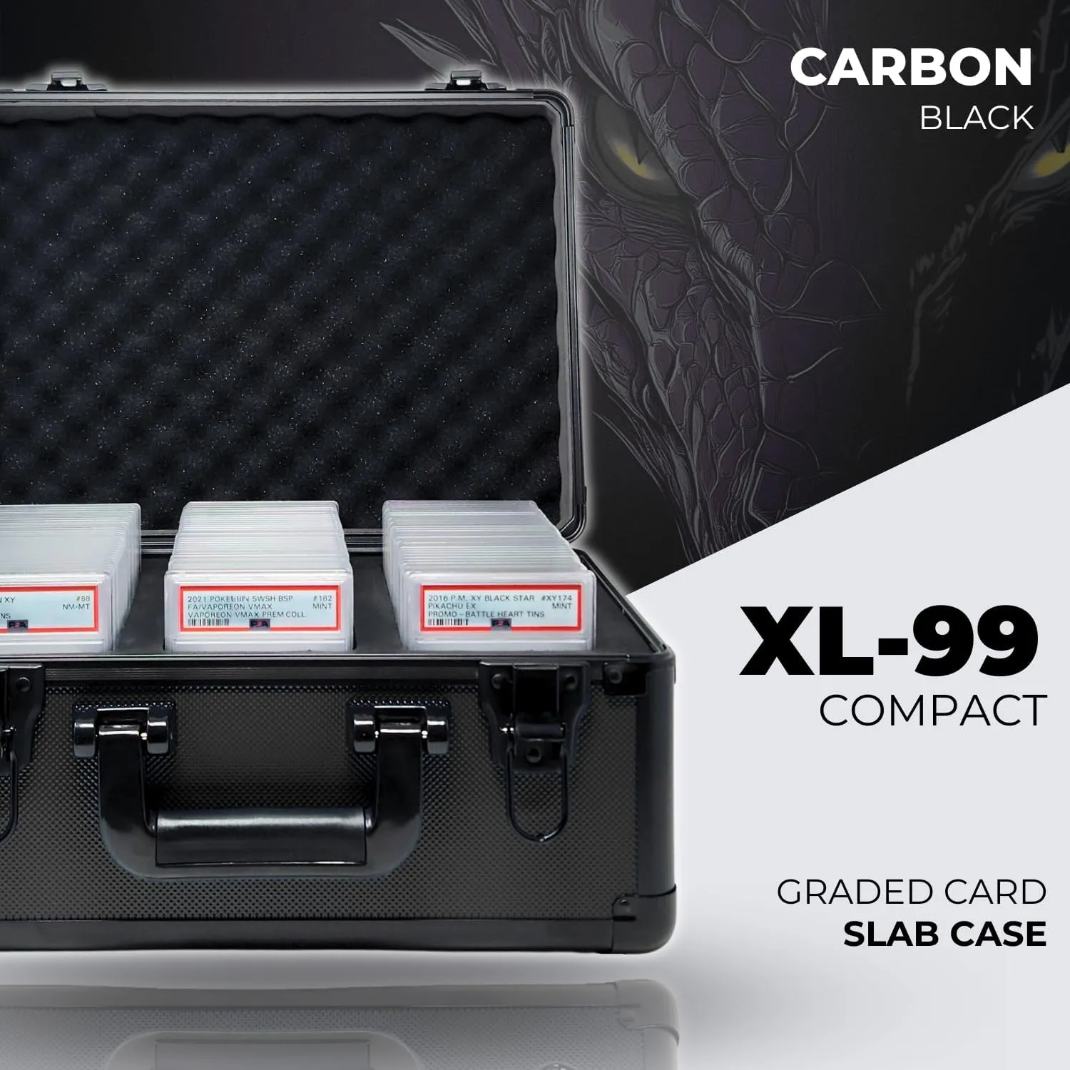 Compact Metal Slab Case – Holds 99 Graded Sports and Trading Cards – Durable Aluminum Storage Box for PSA, BGS, CGC Slabs – XL-99 Black
