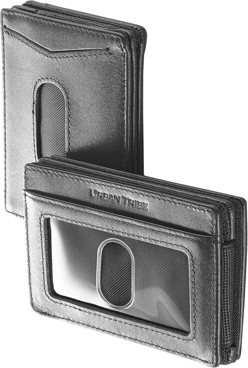 Compact RFID Sleeve Wallet Premium Leather Minimalist Money Clip Card Holder 10 Cards