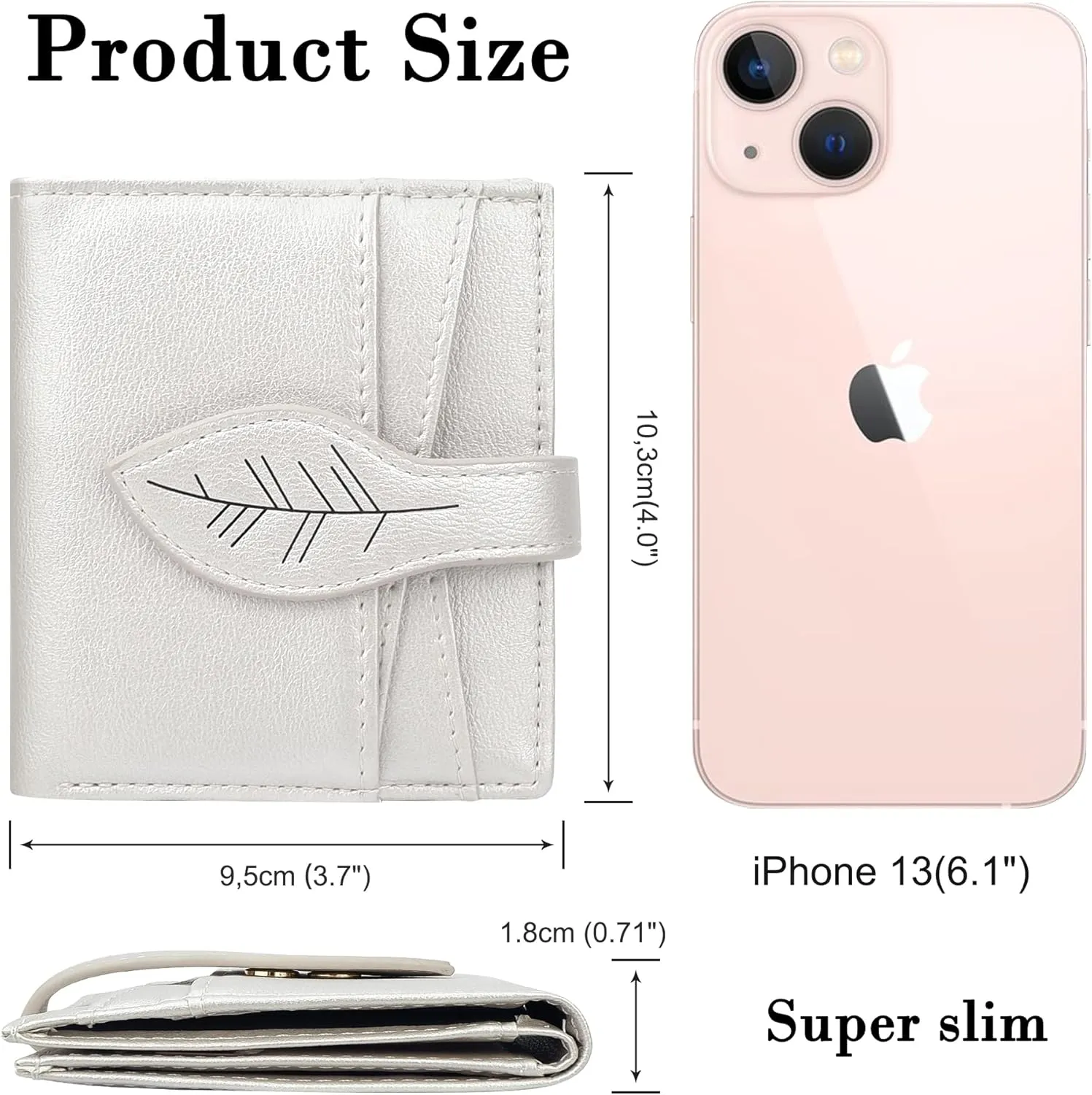 CONISY Small Wallet for Women, RFID Blocking Slim Leather Bifold Front Pocket Womens Wallet with Zipper Coin Purse (Argent)