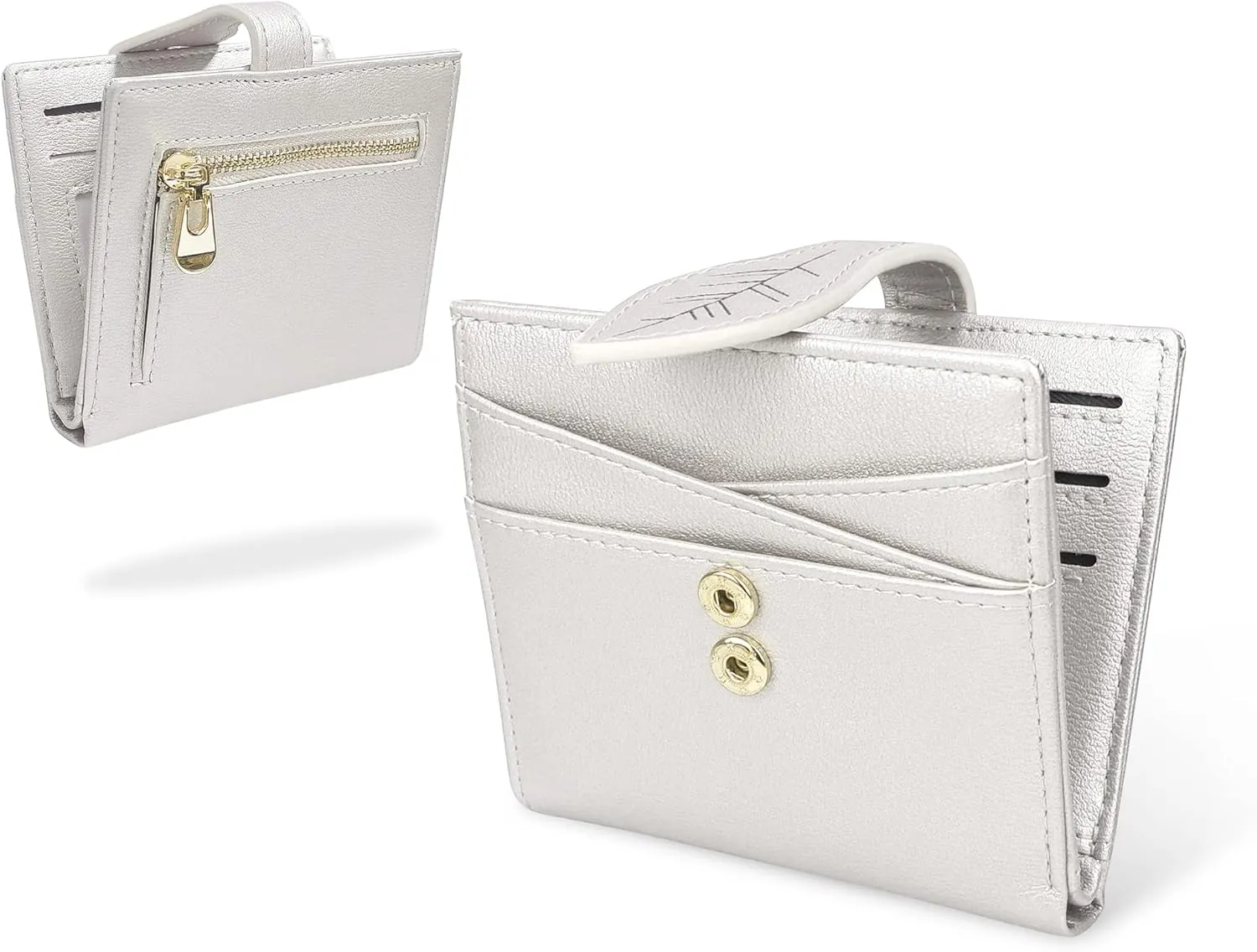 CONISY Small Wallet for Women, RFID Blocking Slim Leather Bifold Front Pocket Womens Wallet with Zipper Coin Purse (Argent)