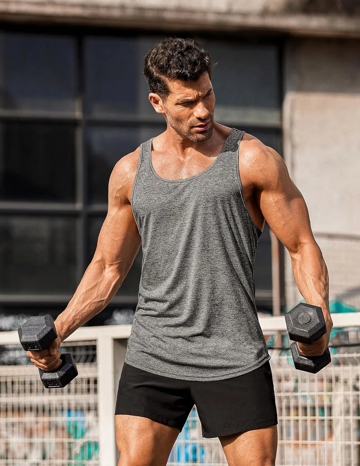 COOFANDY Men's 3 Pack Gym Tank Tops Y-Back Workout Muscle Tee Training Bodybuilding Fitness Sleeveless T Shirts