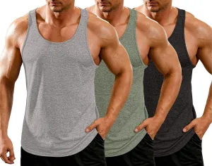 COOFANDY Men's 3 Pack Gym Tank Tops Y-Back Workout Muscle Tee Training Bodybuilding Fitness Sleeveless T Shirts