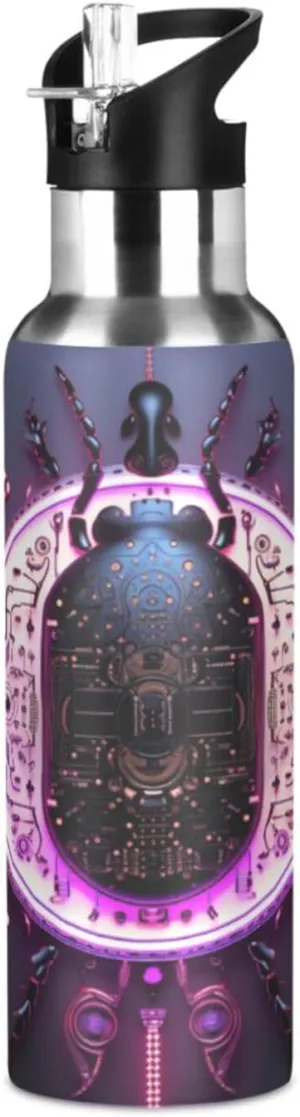Cool Abstract Horoscope Sport Water Bottle Insulated Stainless Steel Large Vacuum Flask Leak Proof Thermos with Straw for Travel(600ml/1000ml)
