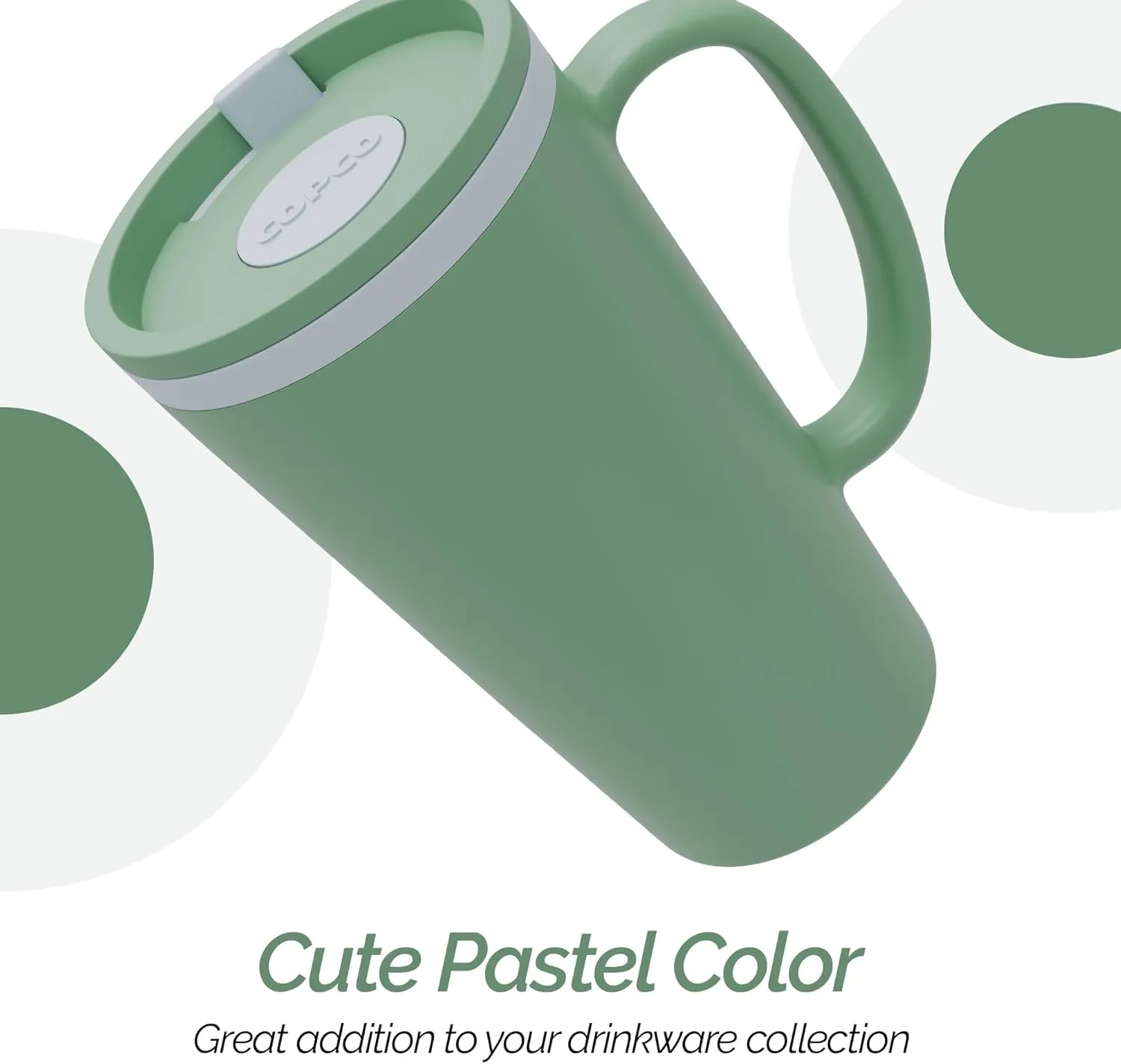Copco Cone Travel Coffee Mug, 16 oz - Insulated Drinkware with Spill-Proof Lid and Handle, Microwave & Dishwasher Safe - BPA-Free, Compact for Desk & Cup Holder Friendly (Green)
