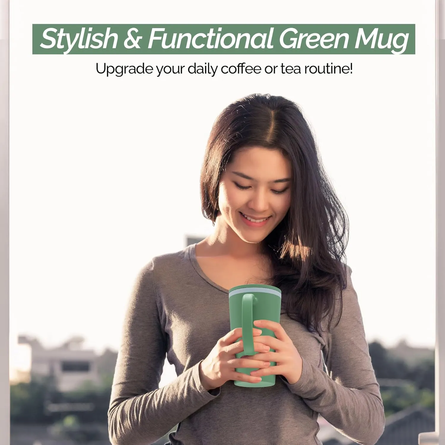 Copco Cone Travel Coffee Mug, 16 oz - Insulated Drinkware with Spill-Proof Lid and Handle, Microwave & Dishwasher Safe - BPA-Free, Compact for Desk & Cup Holder Friendly (Green)
