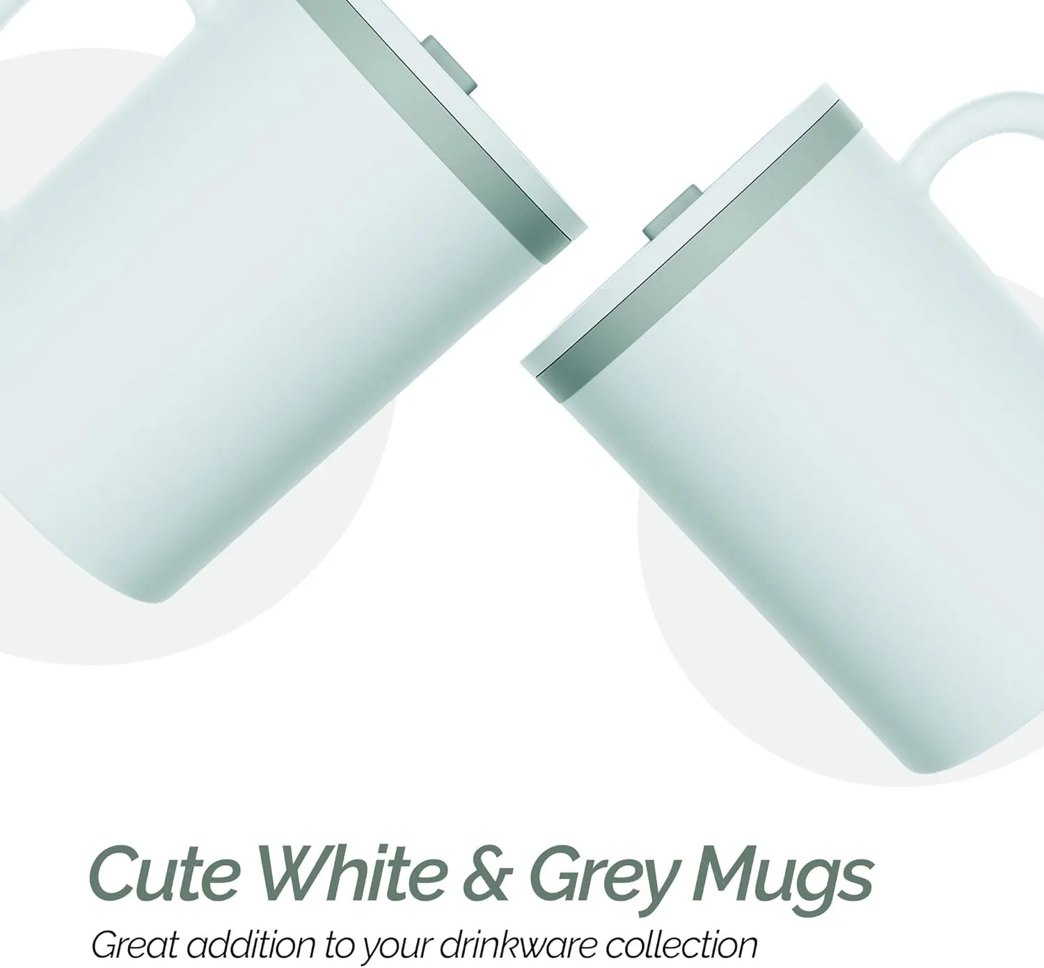 Copco Iconic 16oz Double Wall Insulated Desk Mug with Lid & Handle, Set of 2, BPA-Free Reusable Plastic, Spill-Proof, Microwave & Dishwasher Safe, Wide Mouth, Cup Holder Friendly (Grey)