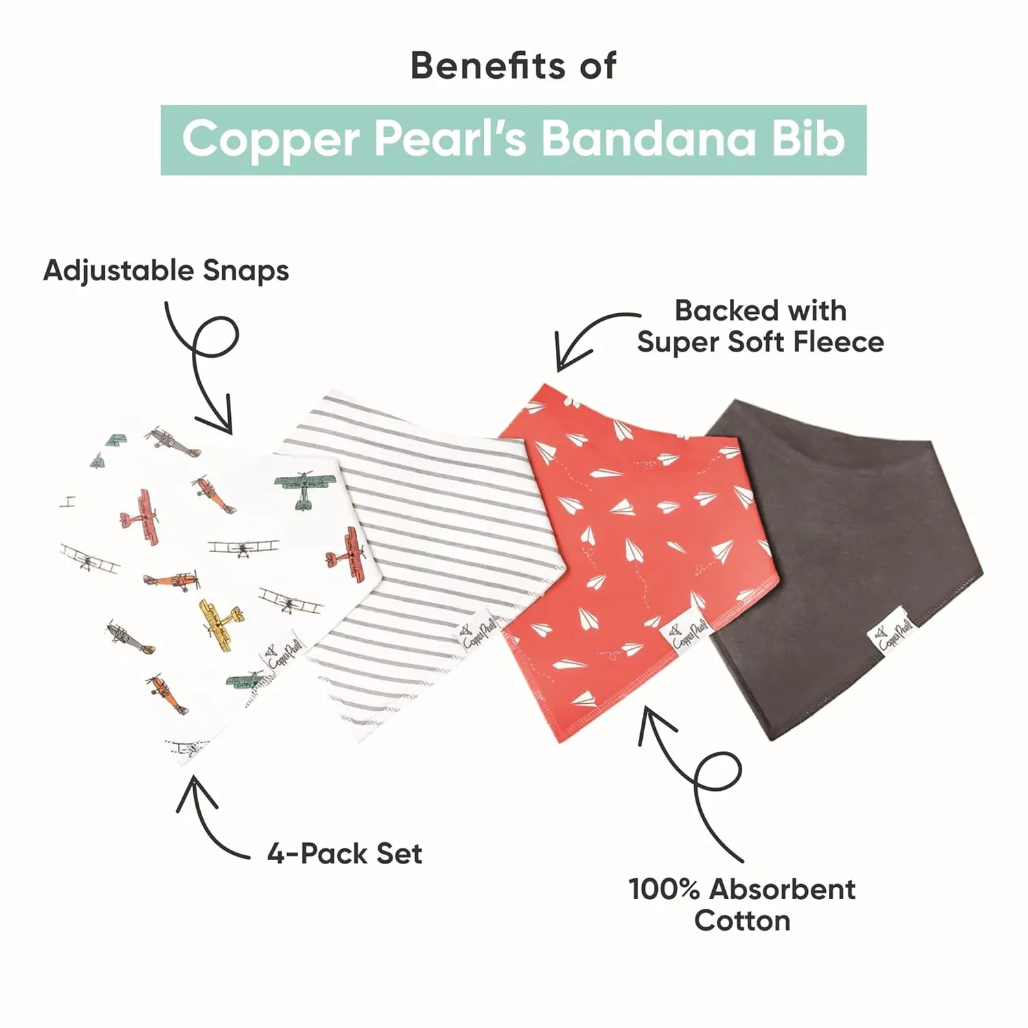 Copper Pearl Baby Bandana Bibs - 4 Pack Soft Cotton Baby Bibs for Drooling and Teething, Absorbent Drool Bibs for Baby Girl and Boy, Adjustable to Fit Newborns to Toddlers, Tons of Styles (Bliss)