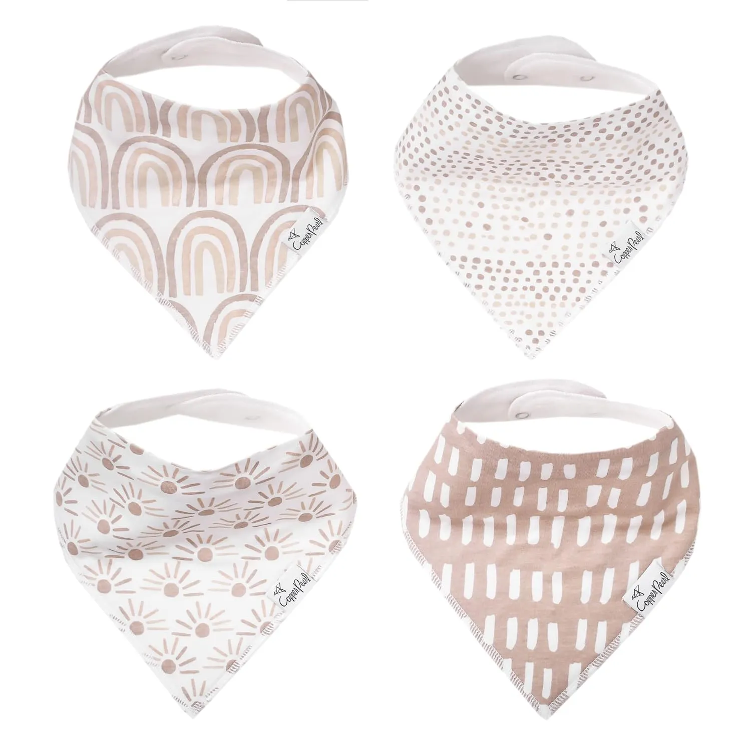 Copper Pearl Baby Bandana Bibs - 4 Pack Soft Cotton Baby Bibs for Drooling and Teething, Absorbent Drool Bibs for Baby Girl and Boy, Adjustable to Fit Newborns to Toddlers, Tons of Styles (Bliss)