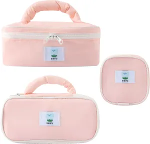Cosmetic Makeup Bag Set-Soft Travel Organizer with Mesh Pocket – Waterproof Toiletry Bag for Women, Large Medium Small, Holds Makeup Brushes Skincare Essentials