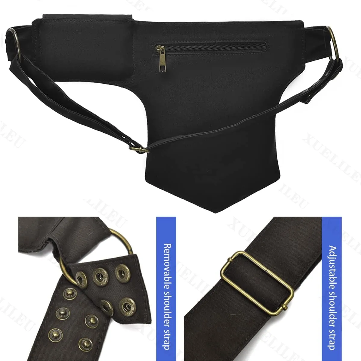 Cotton Waist Pack Fanny Bag for Women Outdoor Travel Sports Running Walking Hiking Hip Bum Belt Slim Cell Phone Purse Casual Waist Wallet Pouch 4/black