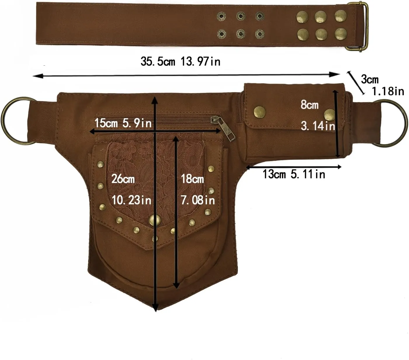 Cotton Waist Pack Fanny Bag for Women Outdoor Travel Sports Running Walking Hiking Hip Bum Belt Slim Cell Phone Purse Casual Waist Wallet Pouch 6/Brown
