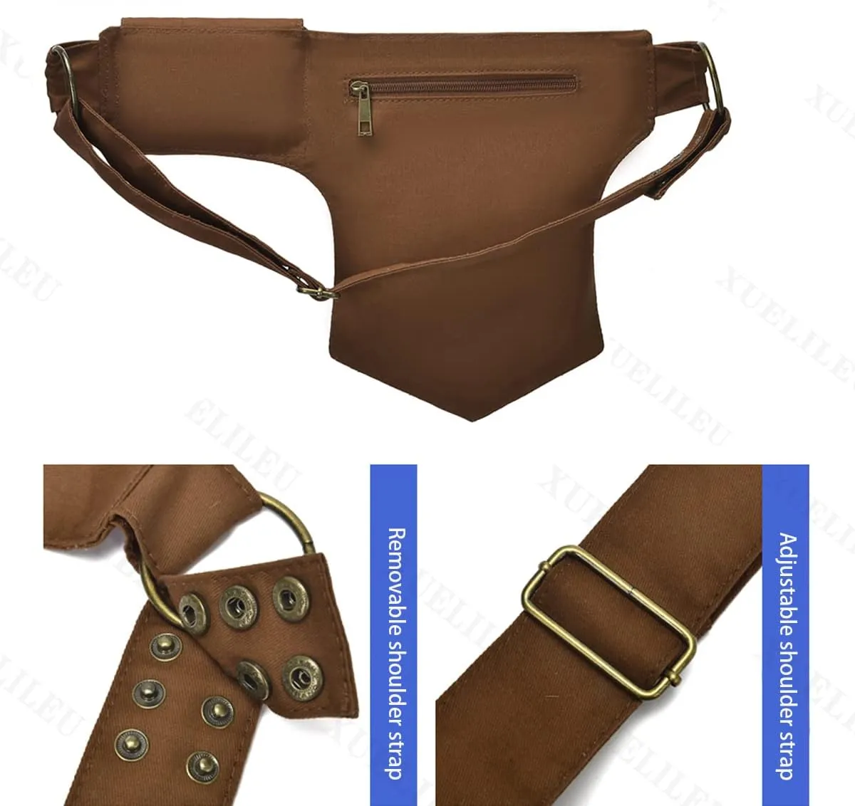 Cotton Waist Pack Fanny Bag for Women Outdoor Travel Sports Running Walking Hiking Hip Bum Belt Slim Cell Phone Purse Casual Waist Wallet Pouch 6/Brown
