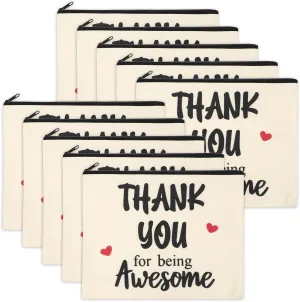 Coume 12 Pieces Thank You Gift Makeup Bags for Women Inspirational Appreciation Gift for Coworkers Teacher Nurse Employee Social Worker Volunteer Canvas Cosmetic Bags for Birthday Leaving(Appreciate)
