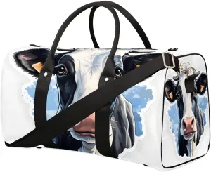 Cow Animal Travel Duffel Bag for Women Men Waterproof Foldable Overnight Weekender Bag Large Capacity Sports Gym Bag