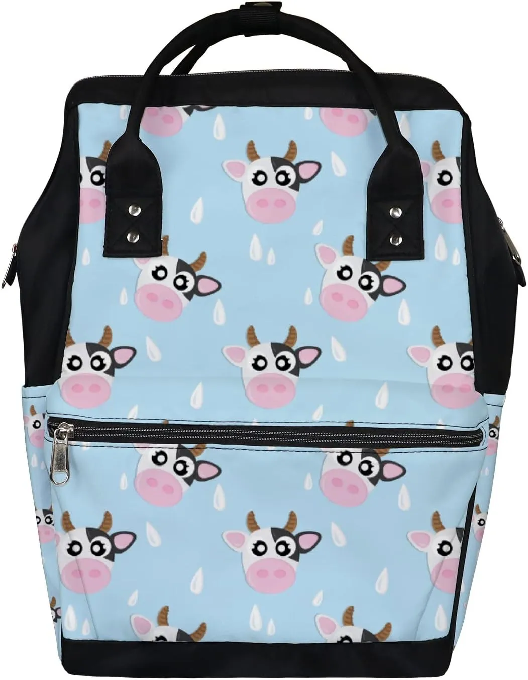 Cow Cartoon Cute Steal Diaper Bag Backpack Waterproof Backpack Baby Nappy Changing Bag for Travel Large Capacity Durable and Stylish for Woman