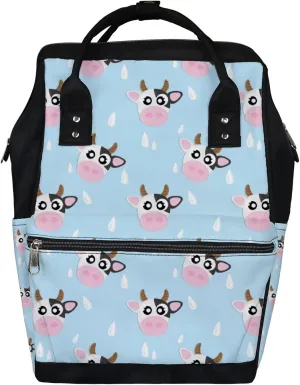Cow Cartoon Cute Steal Diaper Bag Backpack Waterproof Backpack Baby Nappy Changing Bag for Travel Large Capacity Durable and Stylish for Woman