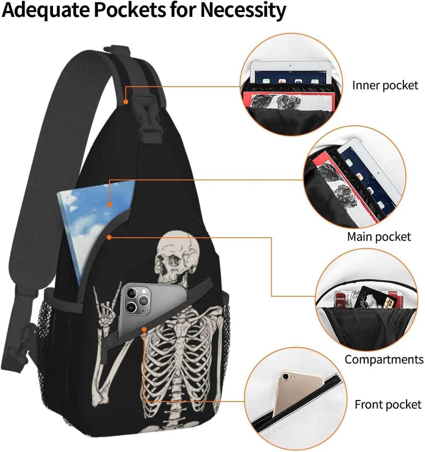 Cow Print Sling Bag Crossbody Sling Backpack Travel Hiking Daypack Chest Bags Shoulder Bag For Women Men