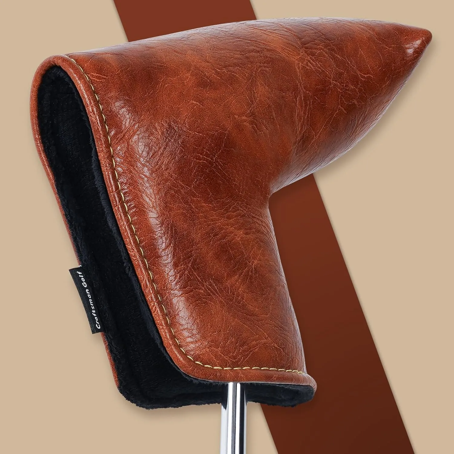Craftsman Golf Premium Leather Brown Blade Mallet Putter Cover Driver Fairway Wood Headcover Cover Magnetic Closure