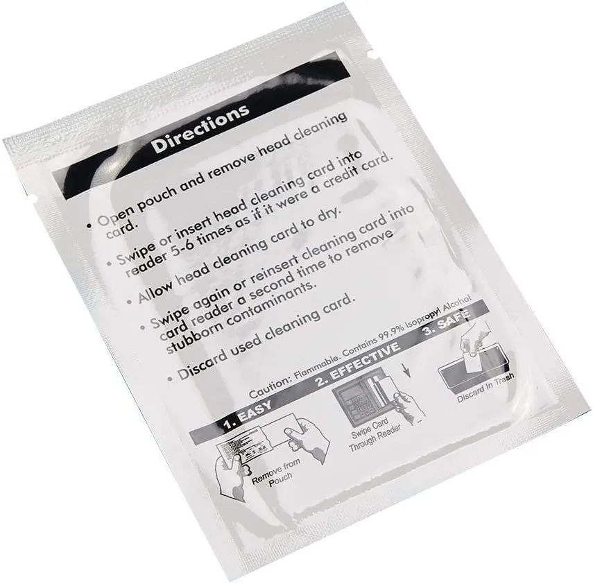 Credit Card Reader Cleaner, POS Swipe Terminal Cleaning Cards, CR80 Cleaning Cards (50 Cards)