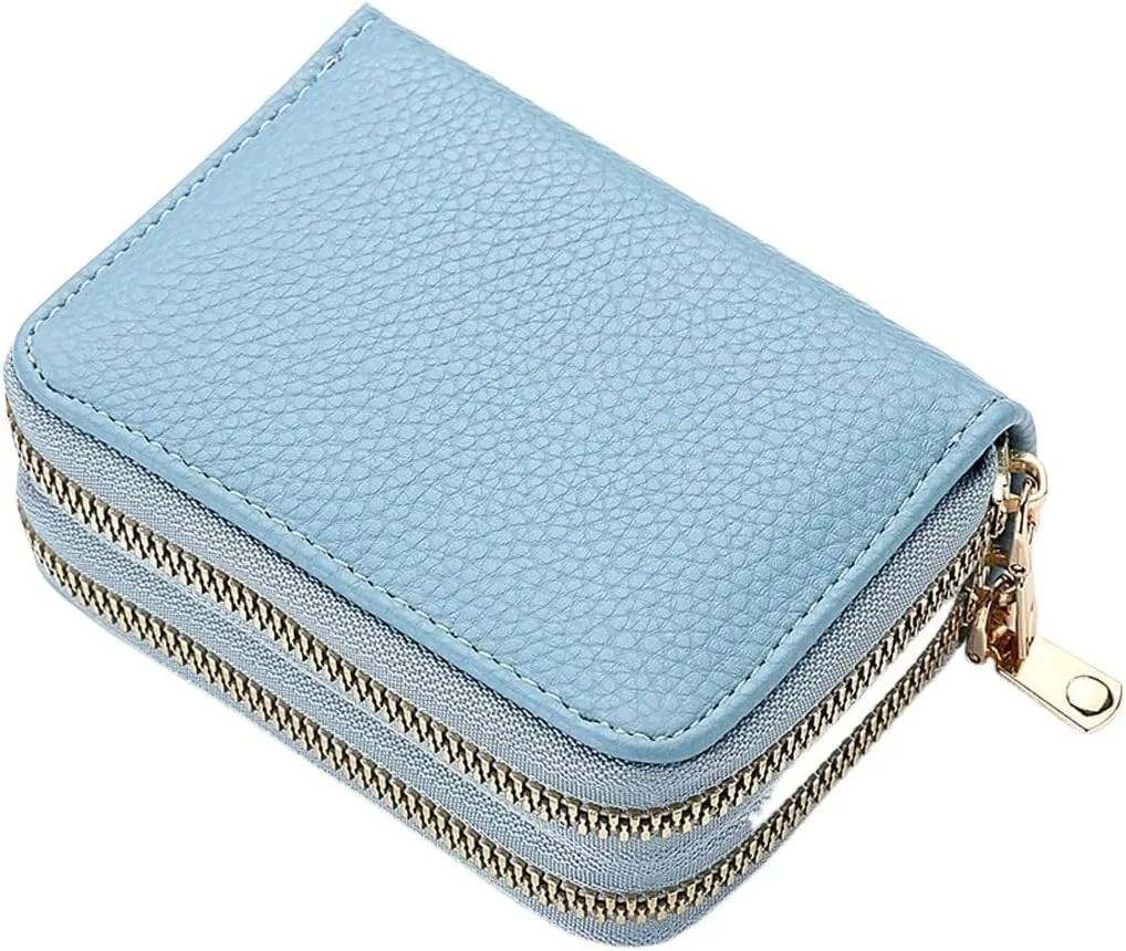 Cross border card bag Solid colo, large capacity, multiple card slots, anti demagnetization, compact wallet, ID slot, new card holder purse(D)