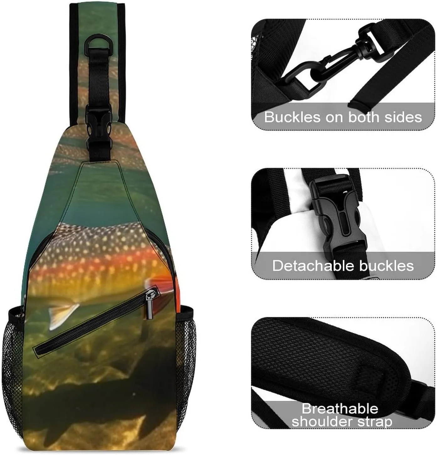 Crossbody Bag for Women Men Chest Bag Cute Little Fox Sling Bag Crossbody Shoulder Bag Sling Backpack