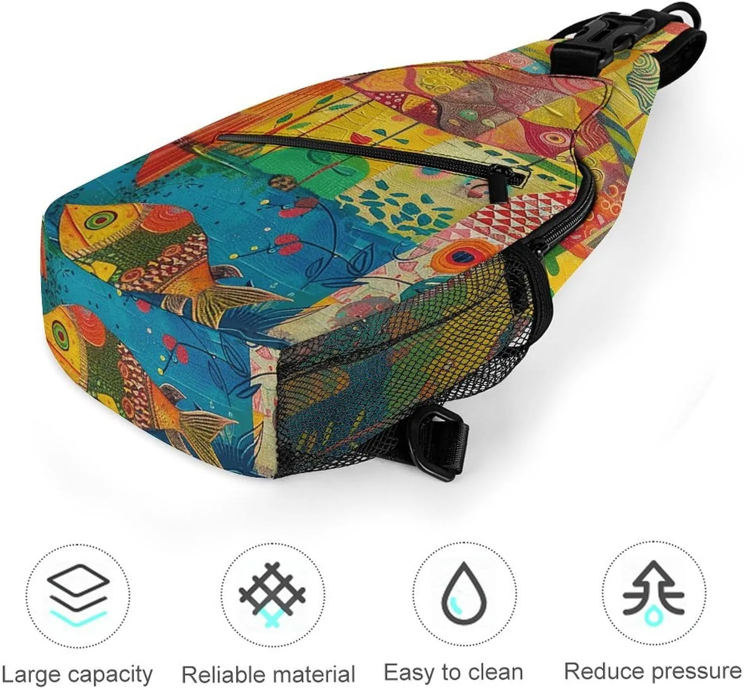 Crossbody Bag for Women Men Chest Bag Fish And Umbrella Sling Bag Crossbody Shoulder Bag Sling Backpack