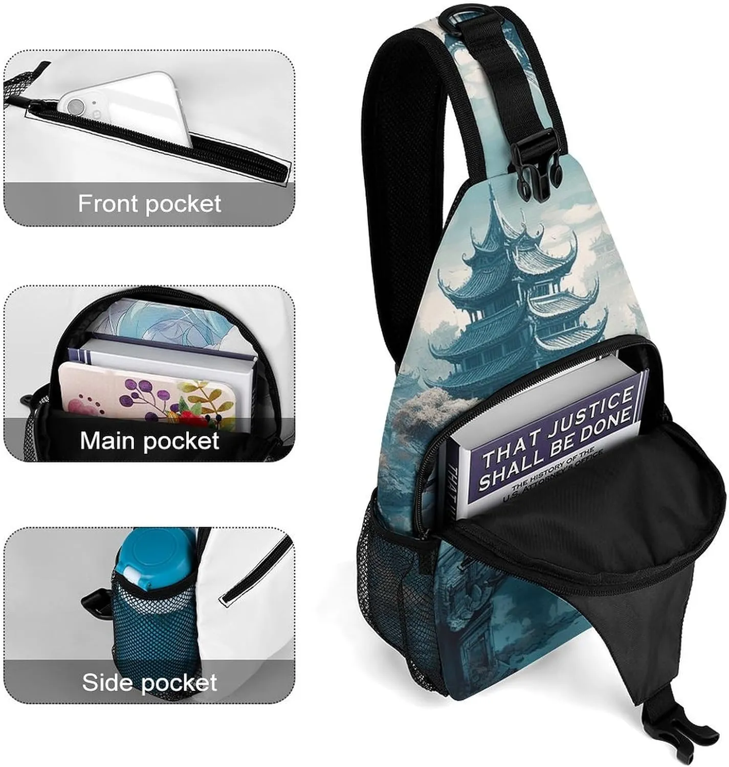 Crossbody Bag for Women Men Chest Bag Small Hound Pattern Sling Bag Crossbody Shoulder Bag Sling Backpack