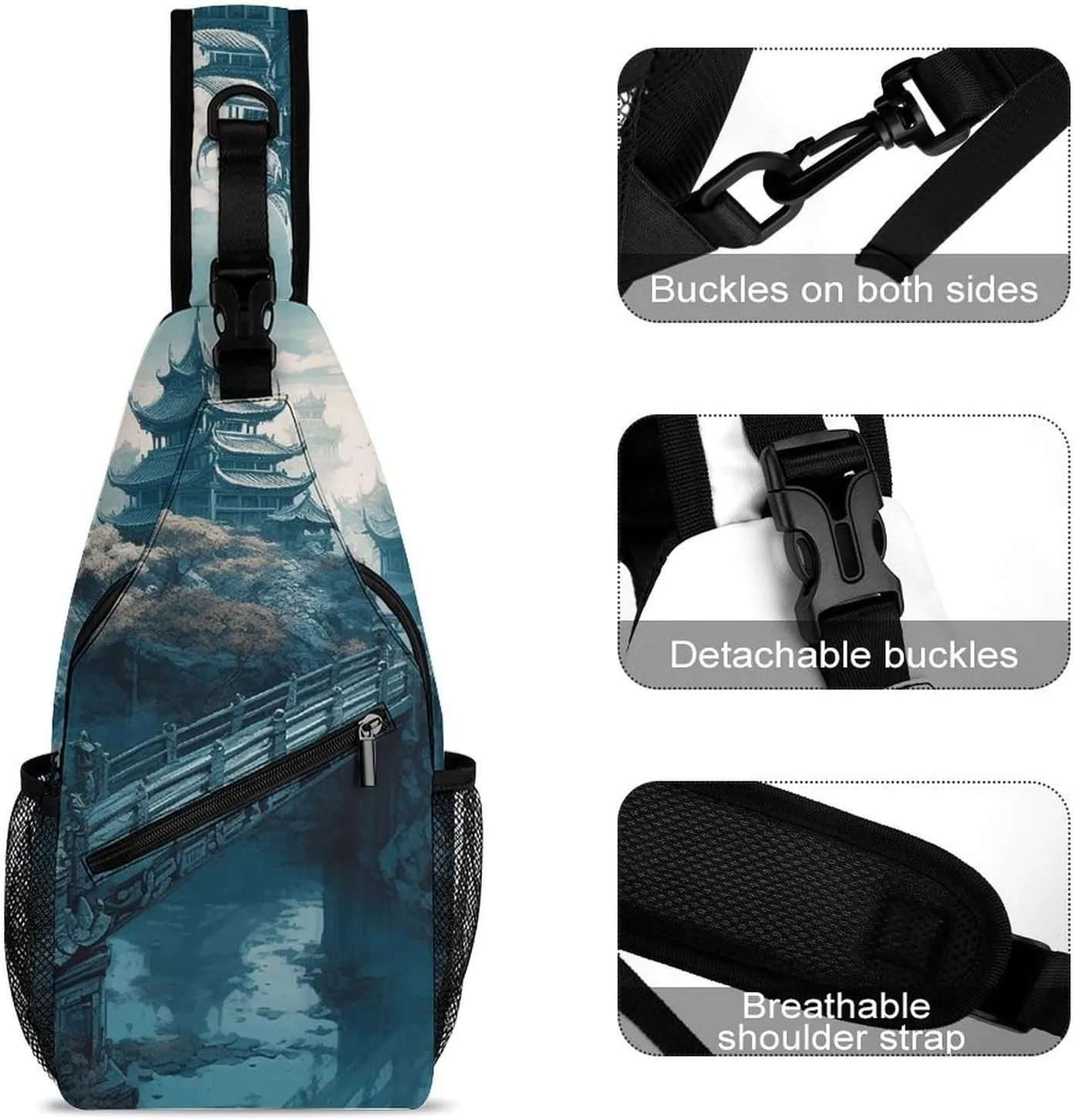 Crossbody Bag for Women Men Chest Bag Small Hound Pattern Sling Bag Crossbody Shoulder Bag Sling Backpack
