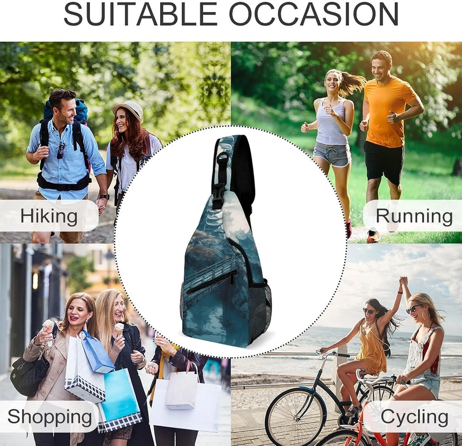 Crossbody Bag for Women Men Chest Bag Small Hound Pattern Sling Bag Crossbody Shoulder Bag Sling Backpack
