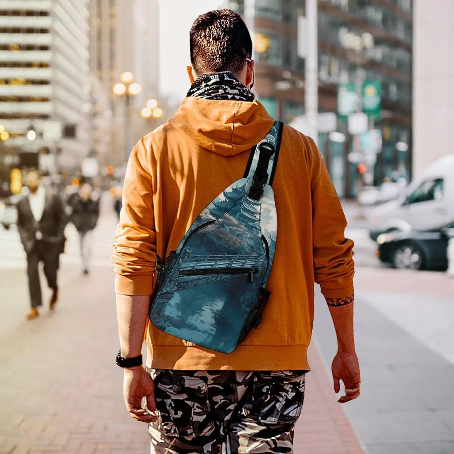 Crossbody Bag for Women Men Chest Bag Small Hound Pattern Sling Bag Crossbody Shoulder Bag Sling Backpack
