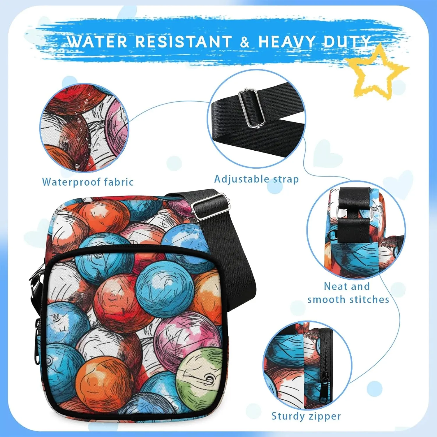 Crossbody Bag Small Sling Backpack Shoulder Bags Chest Pack Cross Body Daypack Artistic Football Belt Purse