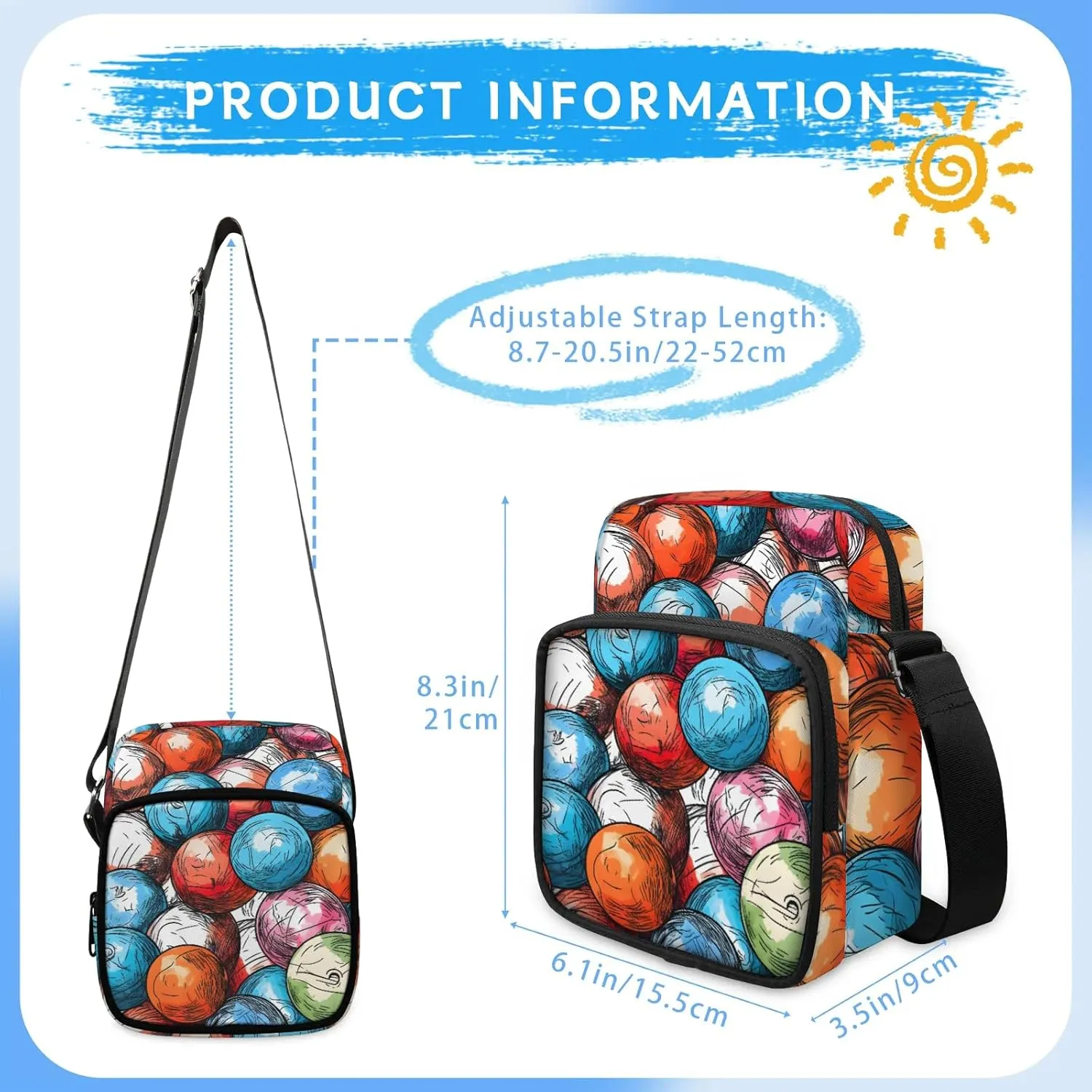 Crossbody Bag Small Sling Backpack Shoulder Bags Chest Pack Cross Body Daypack Artistic Football Belt Purse