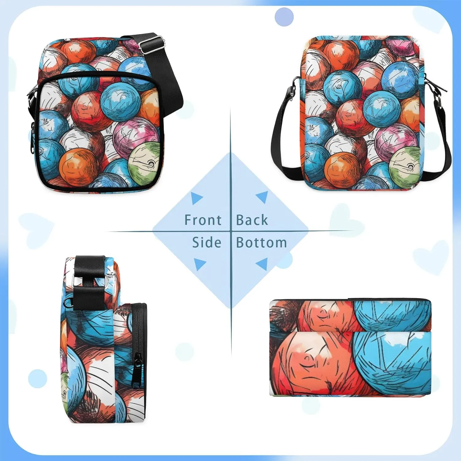 Crossbody Bag Small Sling Backpack Shoulder Bags Chest Pack Cross Body Daypack Artistic Football Belt Purse