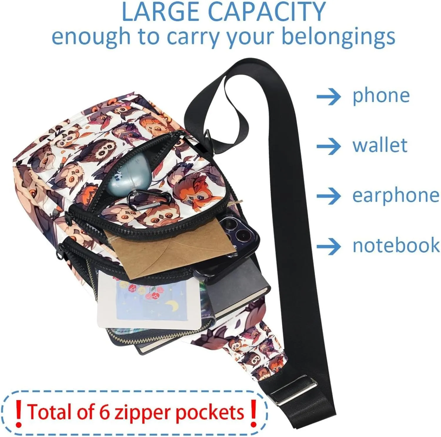 Crossbody Bags for Women Cross Body Bag for Woman Sling Bag Crossbody Bag Cute Owls Sling Backpack Travel