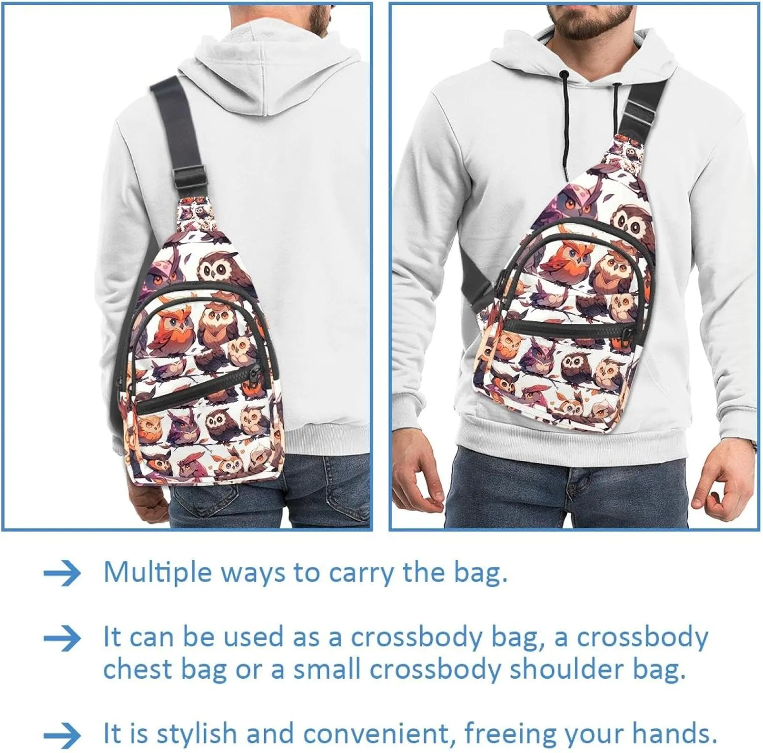 Crossbody Bags for Women Cross Body Bag for Woman Sling Bag Crossbody Bag Cute Owls Sling Backpack Travel
