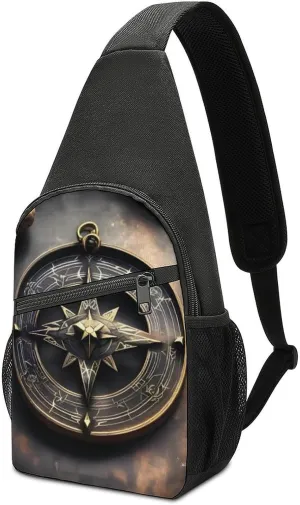 Crossbody Bags for Women Sling Backpack Magical Design Norse Runes Compass Chest Bag Daypack Fanny Pack Cross Body Bag