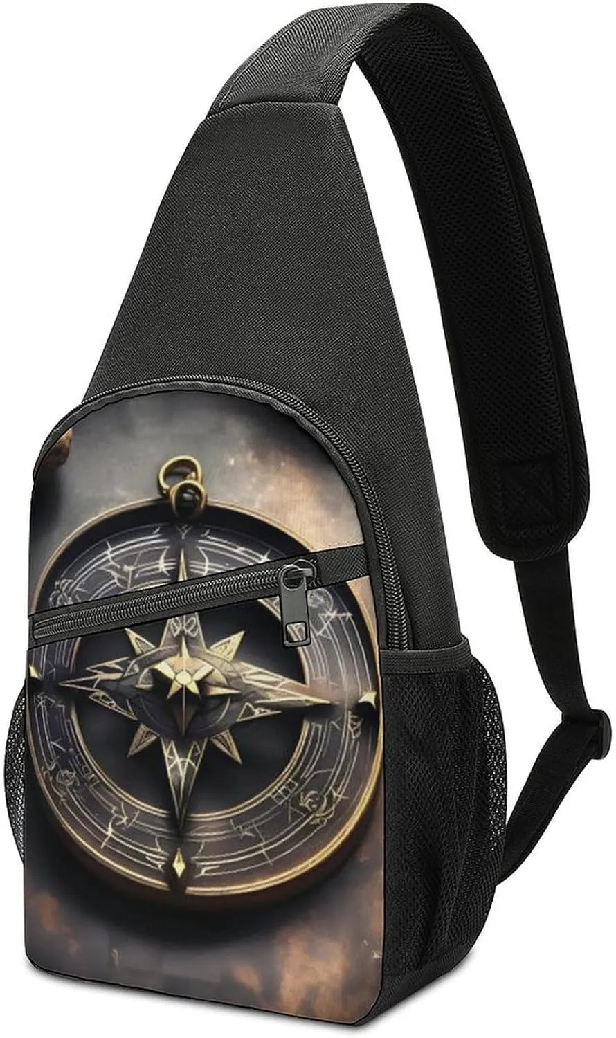 Crossbody Bags for Women Sling Backpack Magical Design Norse Runes Compass Chest Bag Daypack Fanny Pack Cross Body Bag