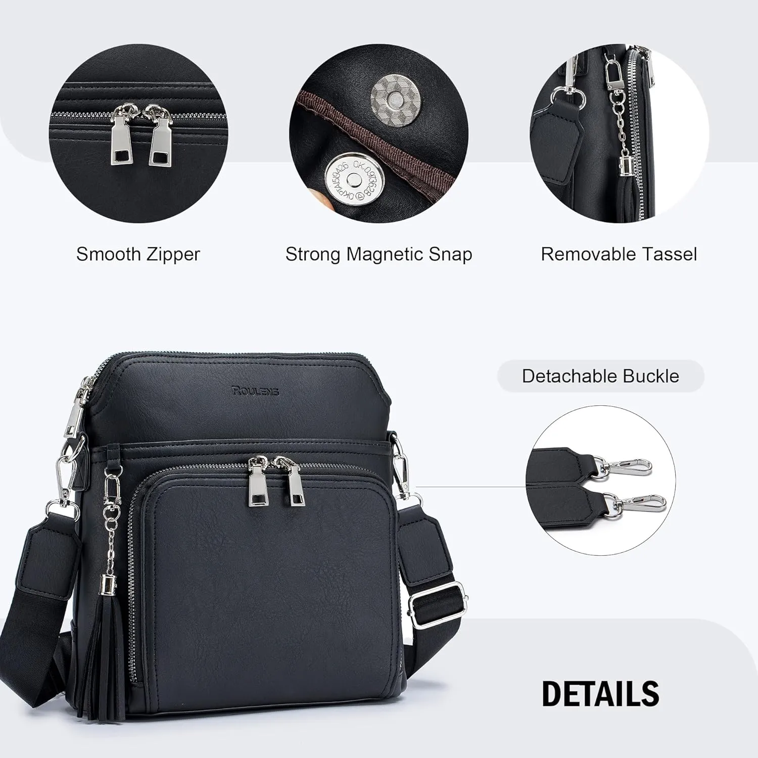 Crossbody Purse for Women,Lightweight Medium Crossbody Bag Soft Leather Women's Shoulder Handbags with Tassel