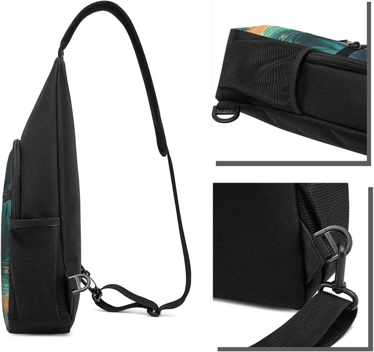Crossbody Sling Backpack Sling Bag for Men Women Cross Chest Bag Shoulder Bag Beach Illustration Travel Hiking Daypack