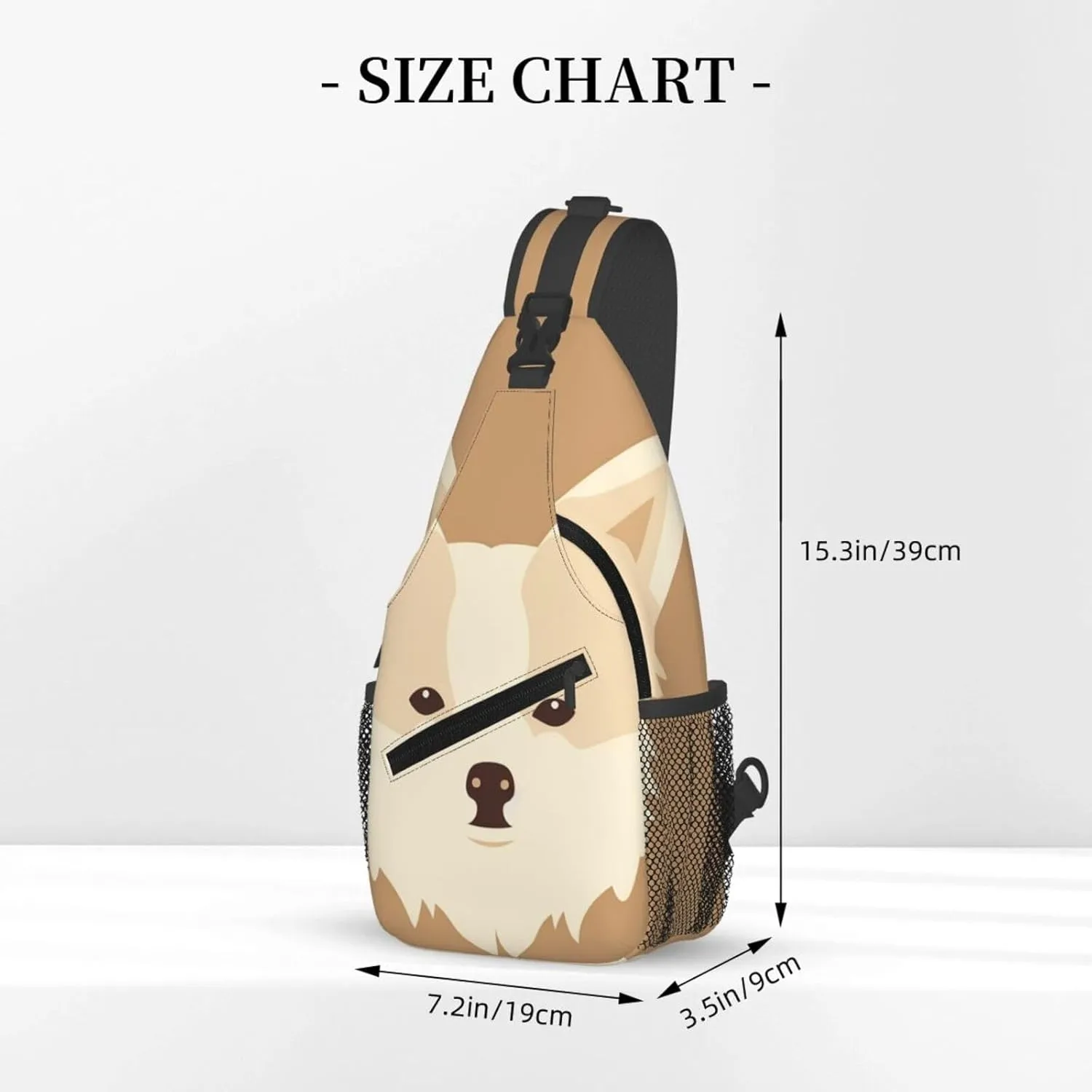 Crossbody Sling Backpack Sling Bag For Men Women Cross Chest Bag Shoulder Bag Cartoon Dog Face Travel Hiking Daypack