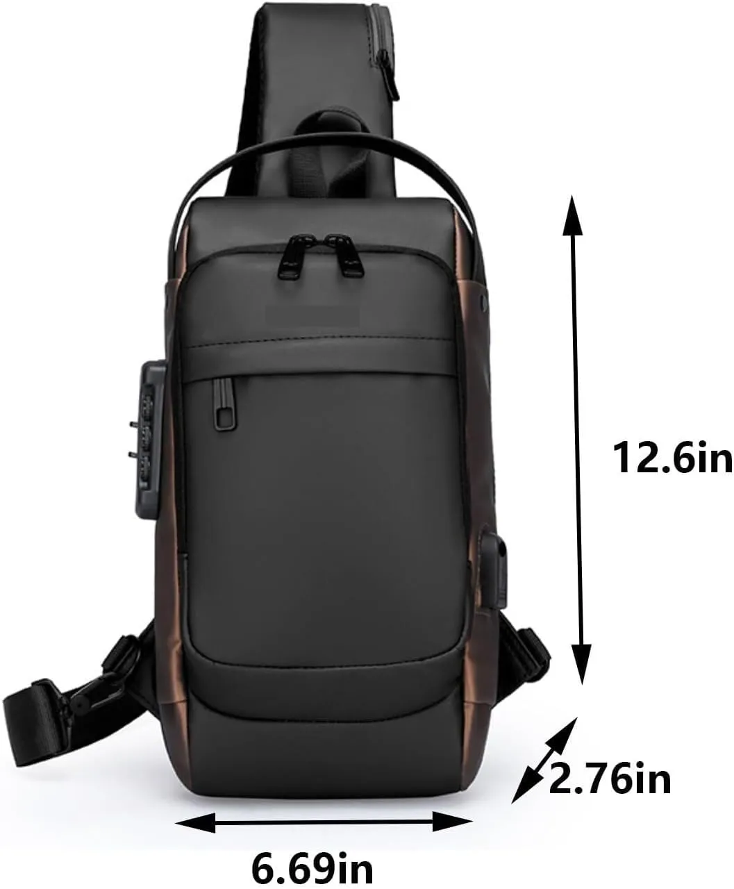 Crossbody Sling Bag for Men and Women,Waterproof Chest Bag Traveling Backpack Hiking Daypack(Black brown)