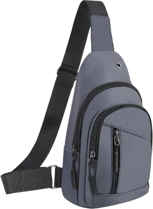 Crossbody Small Sling Bag for Women Men,Casual Lightweight Chest Pack Gym Athletic Backpack Multi Used Zipper Shoulder Daypack for Travel,Shopping,Hiking,Walking,Running,Biking,Grey