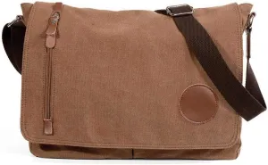 CSCDD Brown Casual Canvas Bag, Business Briefcase, Computer Bag, Multifunctional Waterproof Crossbody Bag
