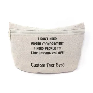 Custom Canvas Makeup Bag Funny & Novelty Humor Anger Management People School Supplies Pencil Tote Pouch 9x6 Inches Natural Personalized Text Here