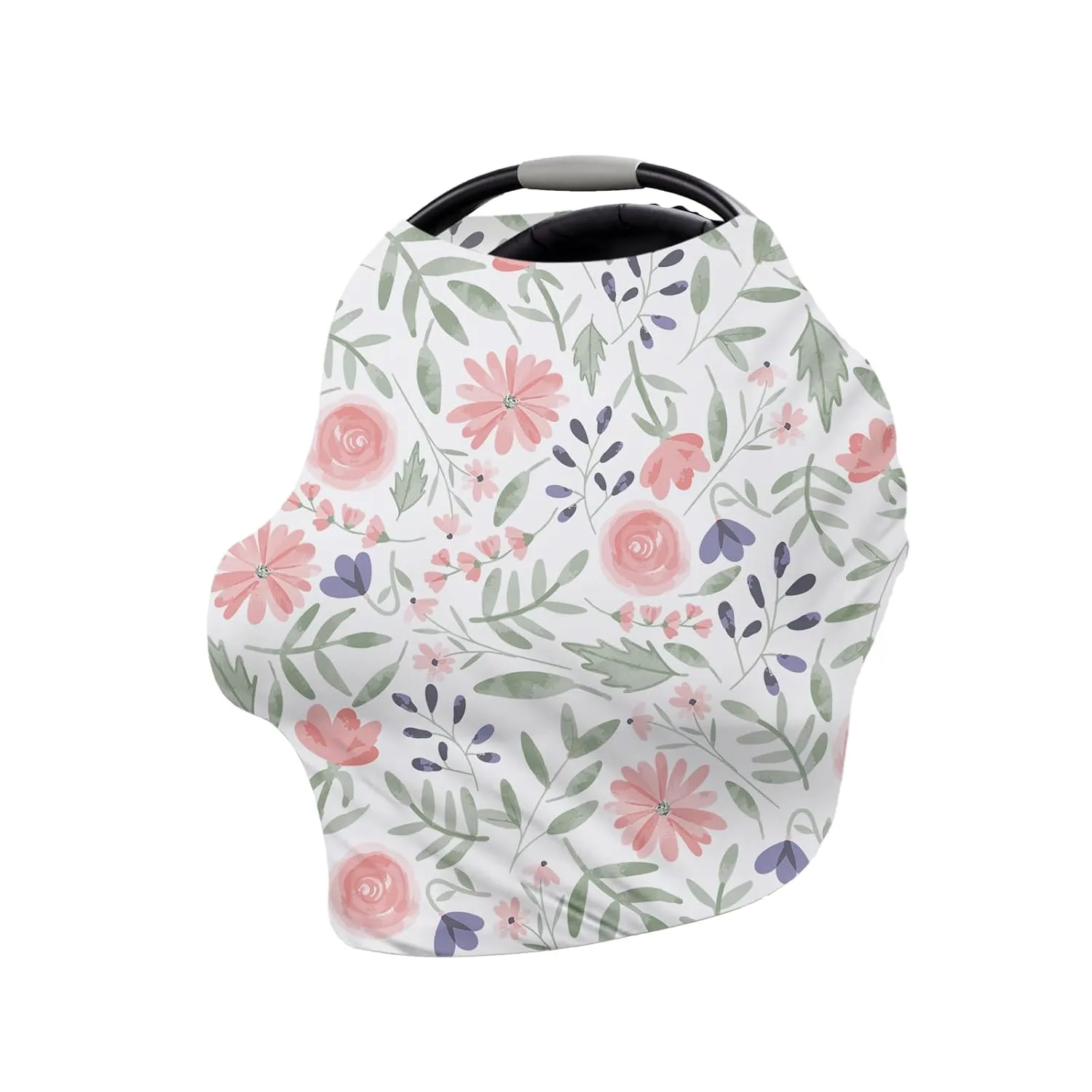 Custom Car Seat Covers for Babies - Purple Butterfly Print Breathable Baby Car Seat Cover for Girls Boys, Kick-Proof Newborn Carrier Canopy Stretchy Stroller Cover for 4 Seasons(27"x29")