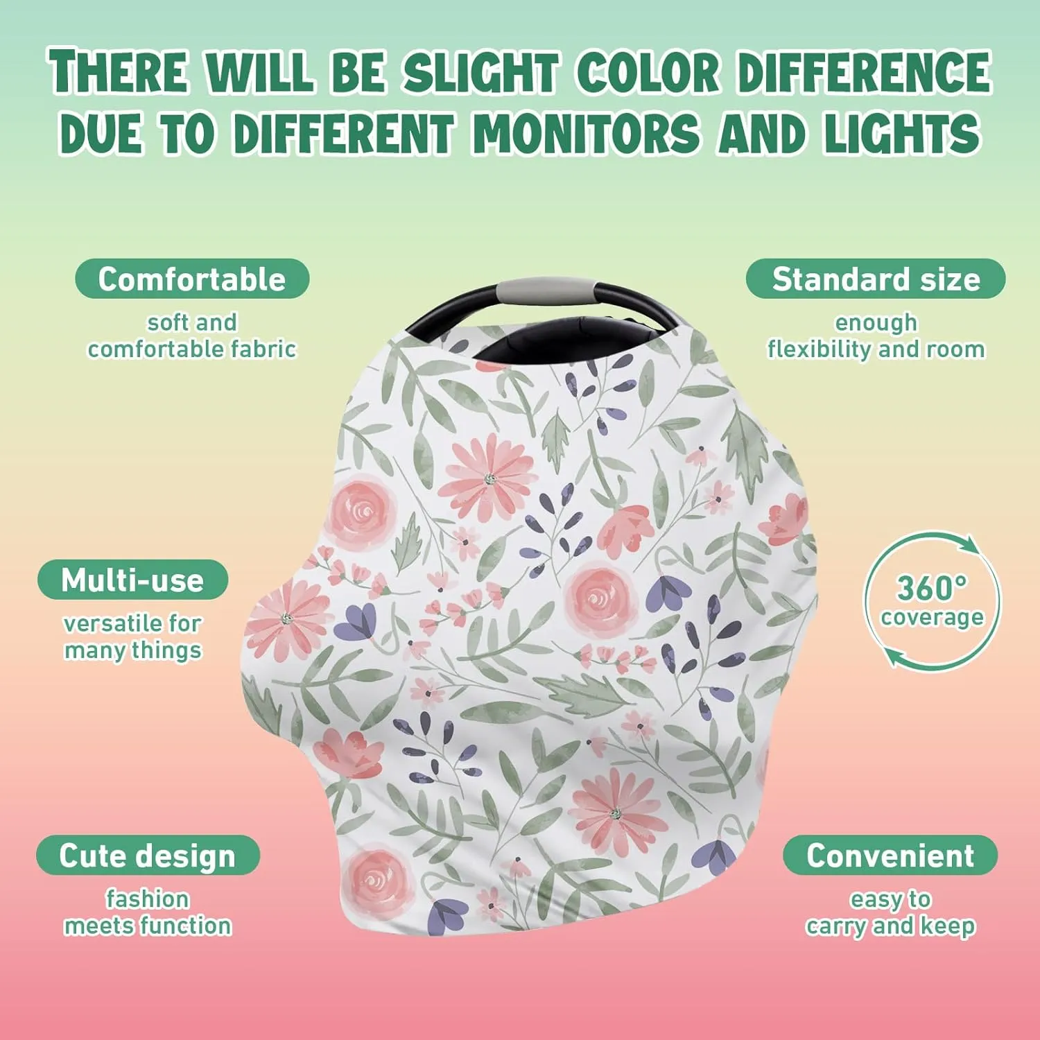 Custom Car Seat Covers for Babies - Purple Butterfly Print Breathable Baby Car Seat Cover for Girls Boys, Kick-Proof Newborn Carrier Canopy Stretchy Stroller Cover for 4 Seasons(27"x29")