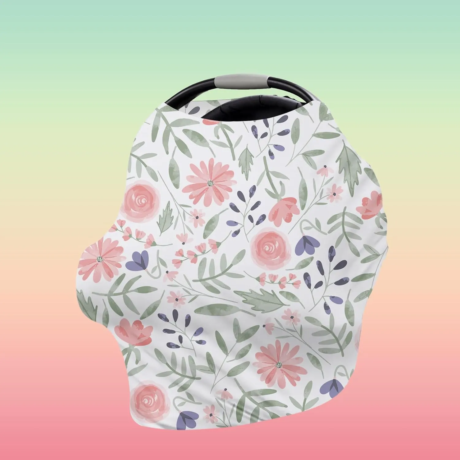 Custom Car Seat Covers for Babies - Purple Butterfly Print Breathable Baby Car Seat Cover for Girls Boys, Kick-Proof Newborn Carrier Canopy Stretchy Stroller Cover for 4 Seasons(27"x29")